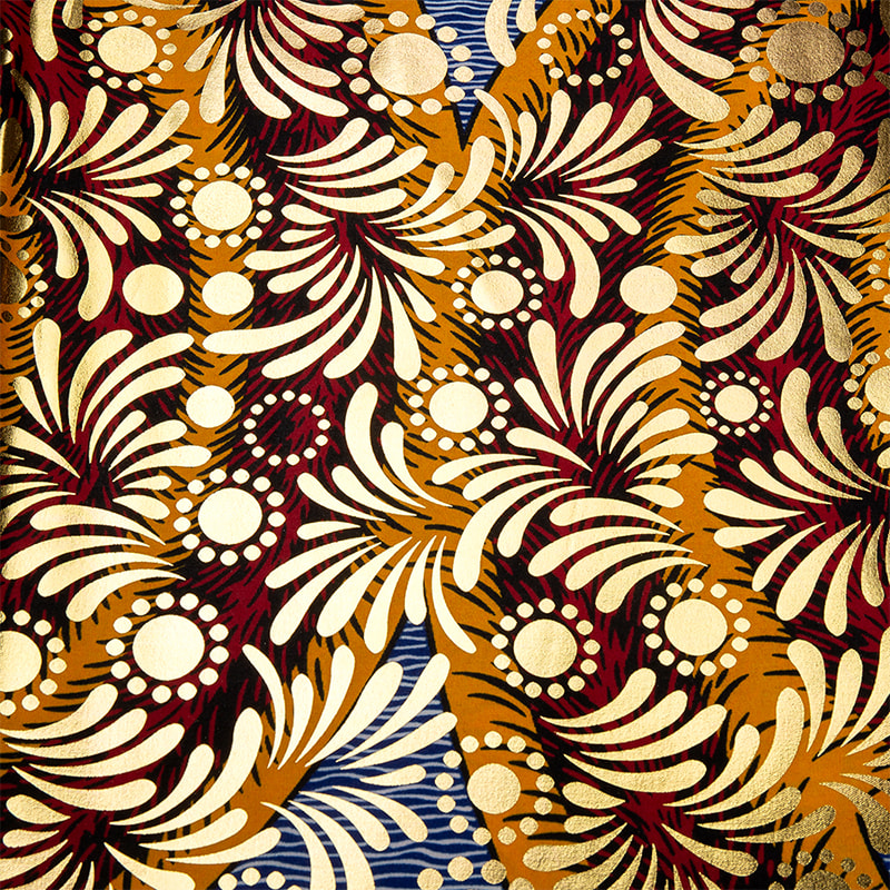 TMIE-06-6 Gouden Bazin-stof met print