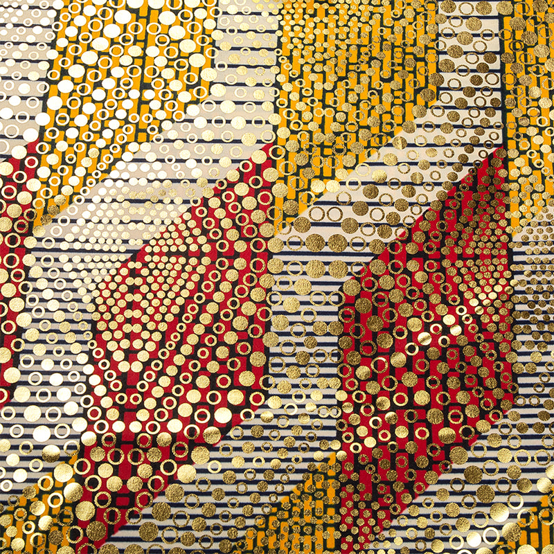 TMIE-06-6 Gouden Bazin-stof met print